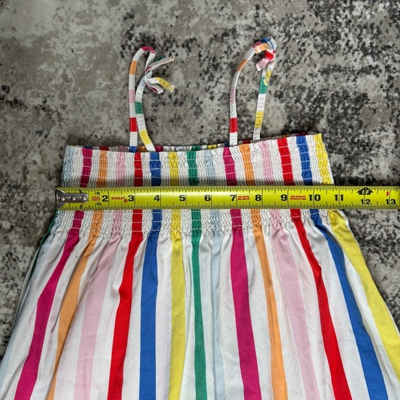 H&M Smocked Multicolor Striped Kids Cotton Dress Size 7 - Picture 5 of 9